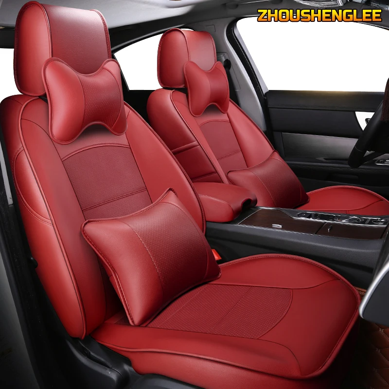 

ZHOUSHENGLEE Custom Leather car seat cover set For Jaguar XJ XF XE E-PACE XFL XEL Automobiles Seat Covers cars seats protector