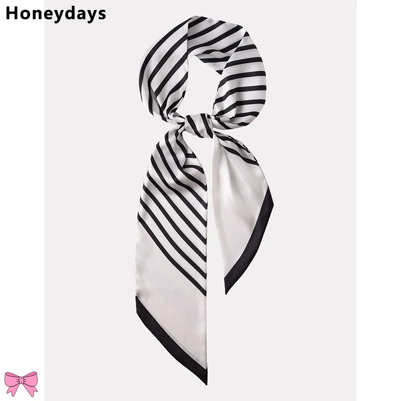 

Классический длинный шелковый шарф в полоску с острым углом, женский шейный платок, наручные шарфы, модная лента для волос