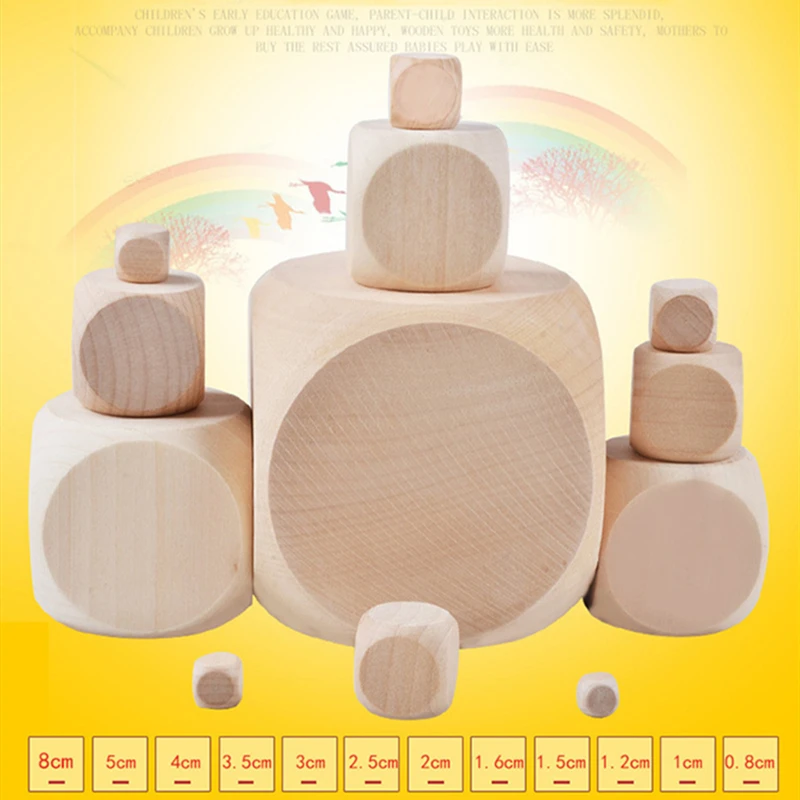 10 шт. 6-сторонние пустые деревянные игральные кости для вечевечерние НКИ семейные