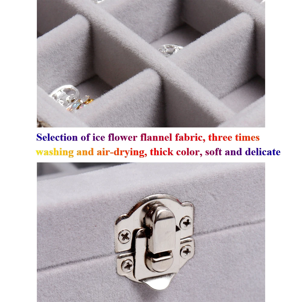 

BQAN 1 Pc 24 Grid Flannel Nail Art Decoration Storage Box Jewelry Organizer Case Rack Dust-proof Box Nail Art Packing Tool