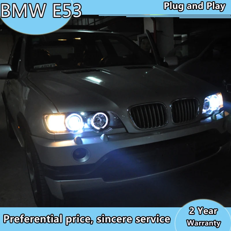 2 шт. фары для BMW X5 E53 светодиодные Angel Eyes 1998 1999 2000 2001 2002 2003 года с комплектом HID