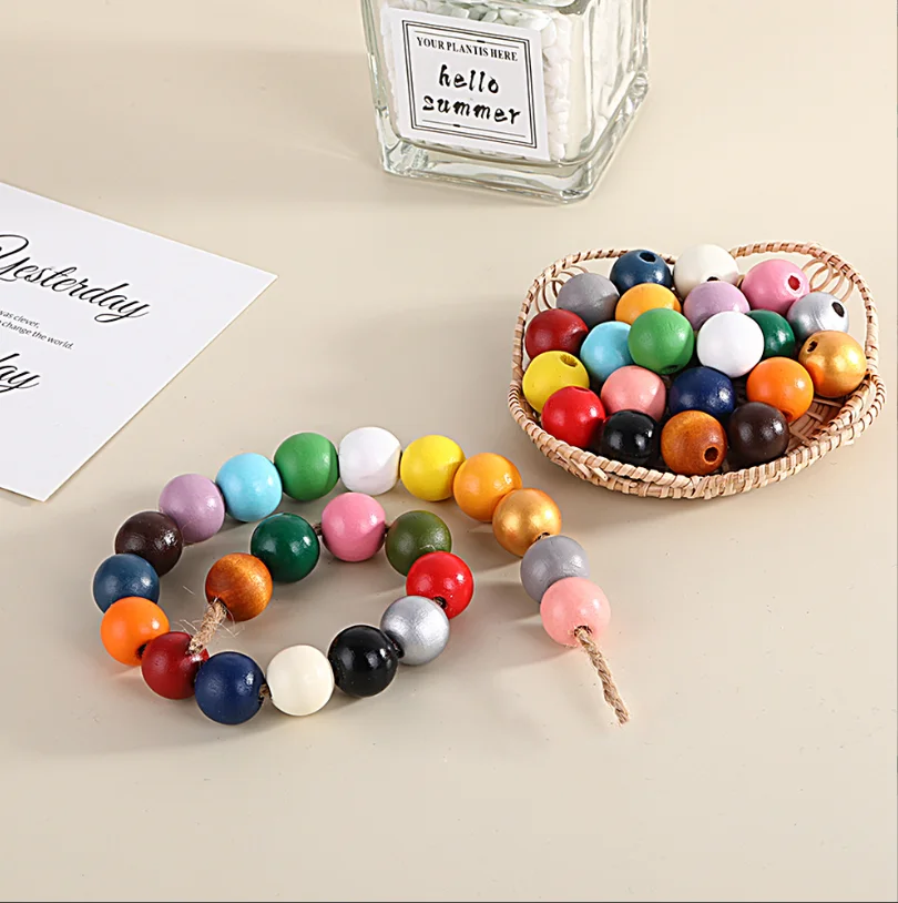 

New 16mm Candy Colored Round Protection Wooden jewelry DIY custom beads for children's toys and furniture accessories