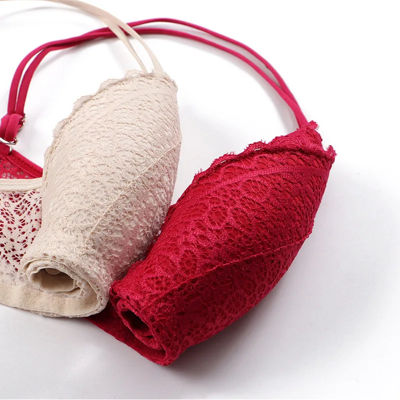 Wirefree Bra Women Push Up Sexy Underwear Thin Breathable Girls Bras Hollow Out Lace Brassiere