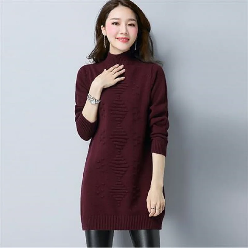 

spring/autumn women sweaters computer knitted Turtleneck sweater pullover women autumn clothing mid-long sweaters