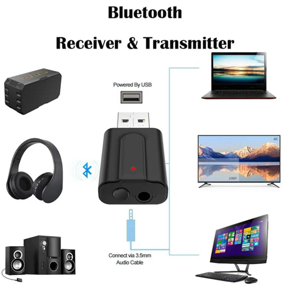 KISSCASE 2 в 1 bluetooth адаптер приемник USB мини беспроводной передатчик для динамиков