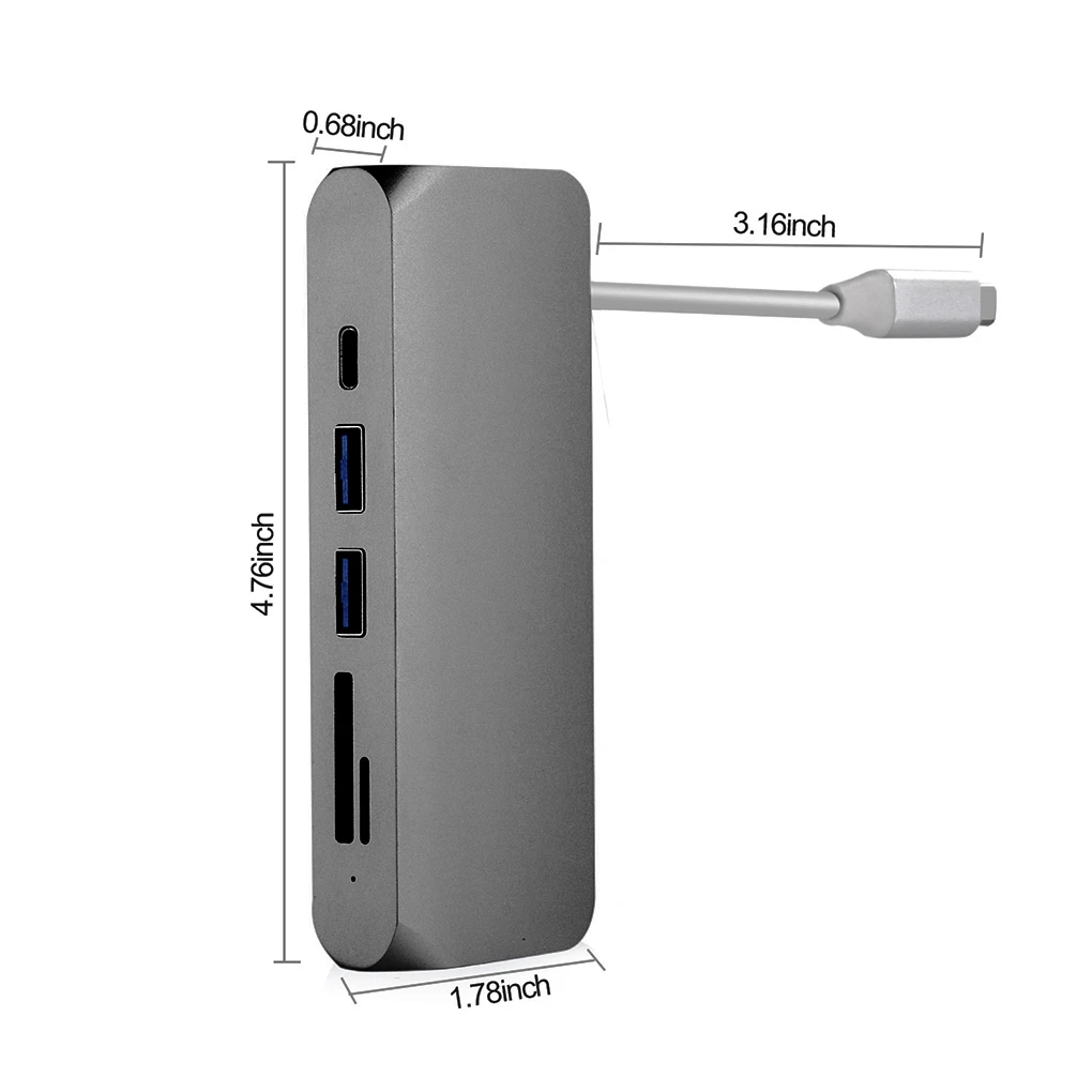

7-in-1 USB C 3.0 Hub Multport Type-C To USB RJ45 SD/TF Card Reader PD Video HD Adapter Portable Type C Hub For Macbook Pro