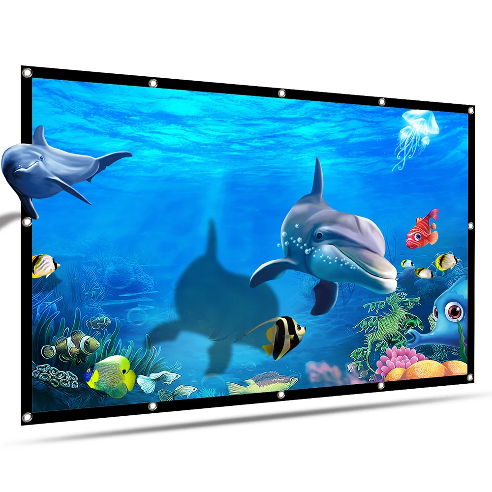 Портативный 100/120 дюймов HD проектор экран 16:9 сложенный толстый прочный