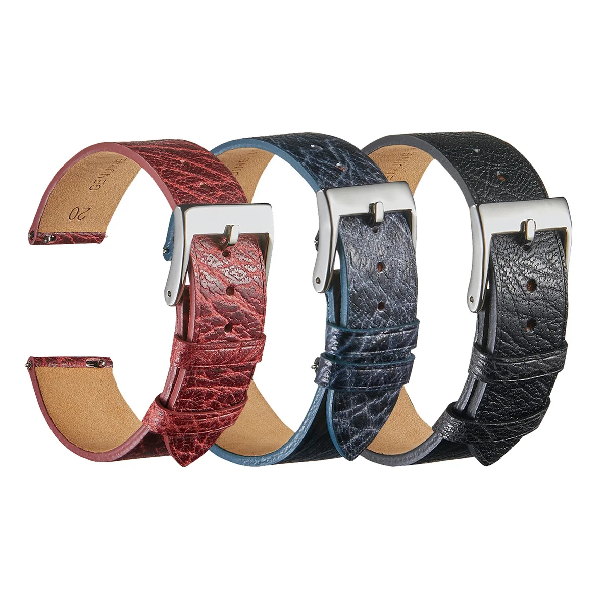 

18 20 22mm Universal Watch Band Cowhide Strap Thin section Genuine Leather Belt Watchbands Smart watch Accessories Quick release