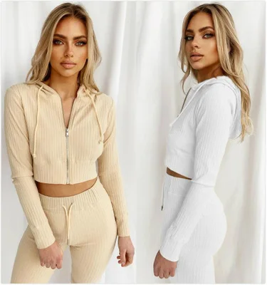 

Autumn and winter new women's ins wind hooded long sleeve slim and comfortable sports and leisure suit jacket women