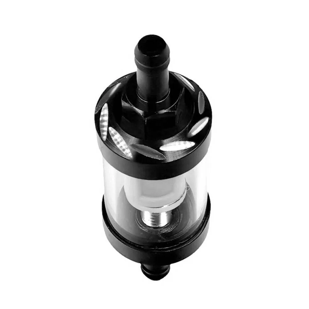 

1 Pcs Fuel Filter 8mm Aluminum + Plastic Black Inline Gas Reusable Universal