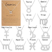 female elegant star zodiac sign 12 constellation necklaces pendant charm gold chain choker necklaces for women jewelry cardboard
