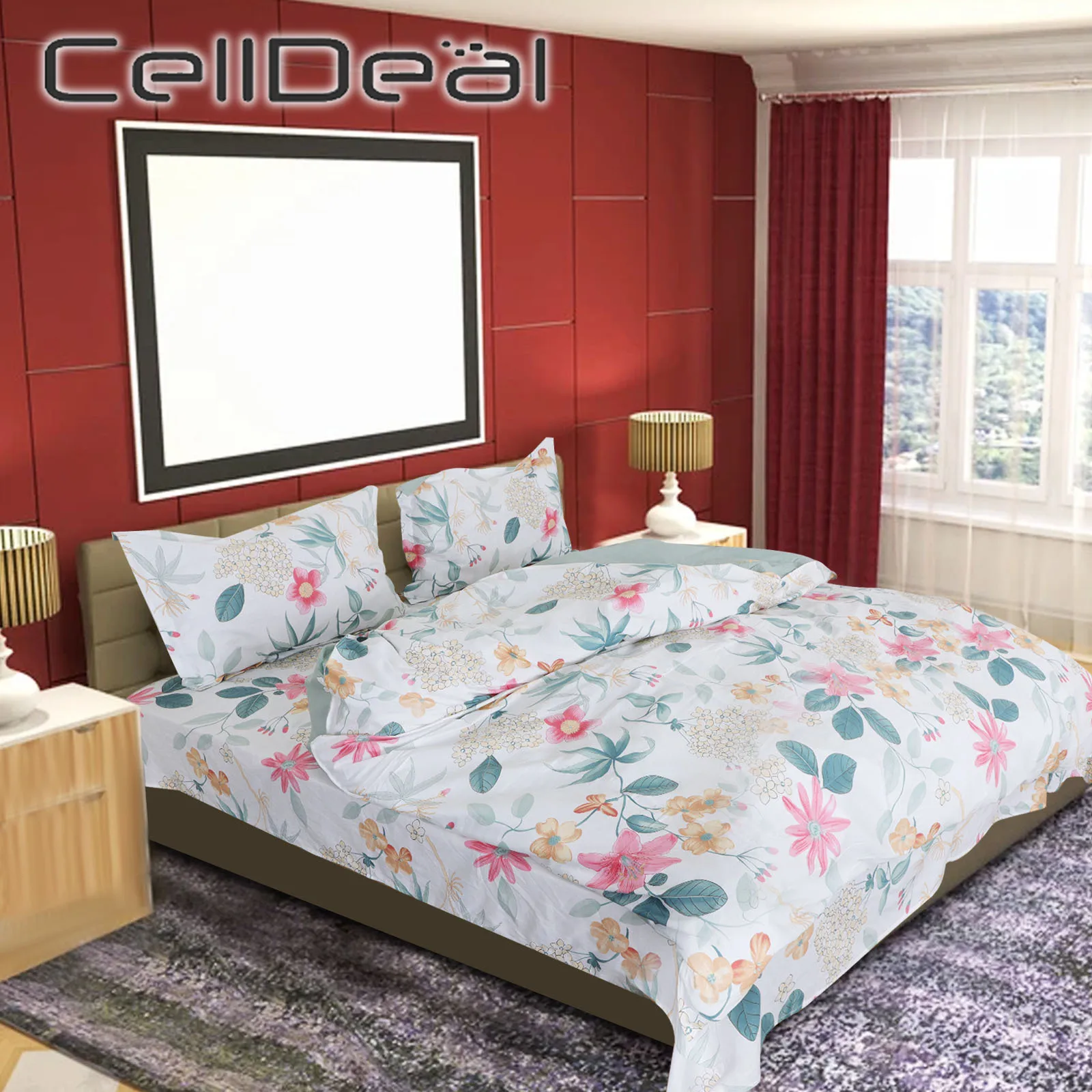 

Комплект постельного белья из 4 предметов, однотонный хлопковый комплект с модным принтом, простота двухстороннего узора, простыня, стегано...