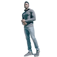 men spring and autumn black and white grey fitness sports leisure running sweaters leisure exercise thin hooded cotton sweaters