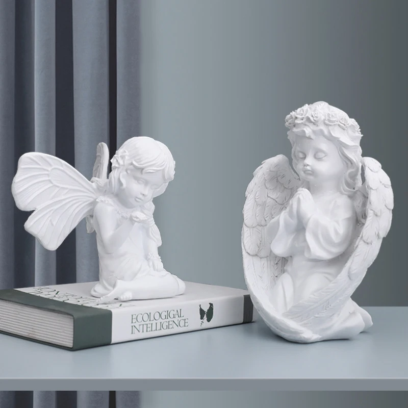 

Nordic Fairy Figurines Resin Prey Sculpture Home Living Room Decoration Plaster Statues Decoration Furnsihings Wedding Crafts