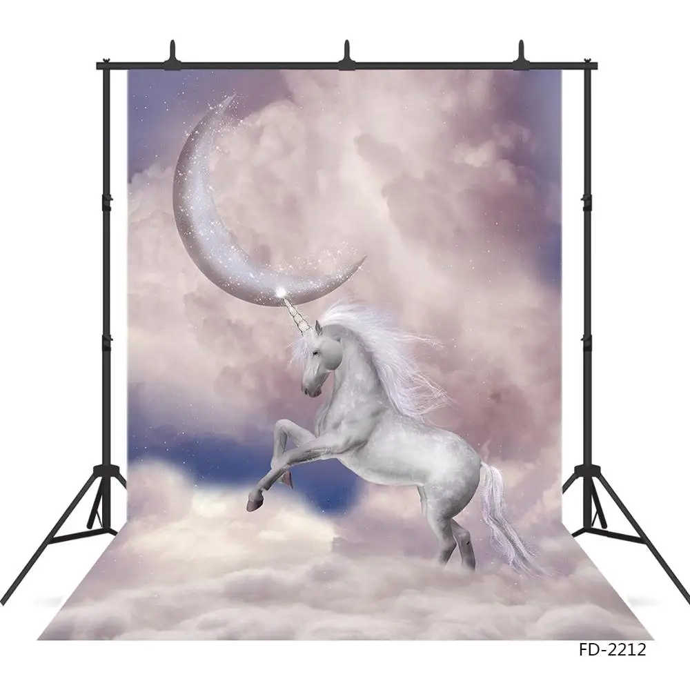 

Unicorn Sky Moon Cloud Glitter Background For Baby Shower Child Birthday Party Portrait Photography Backdrop Photo Studio Props