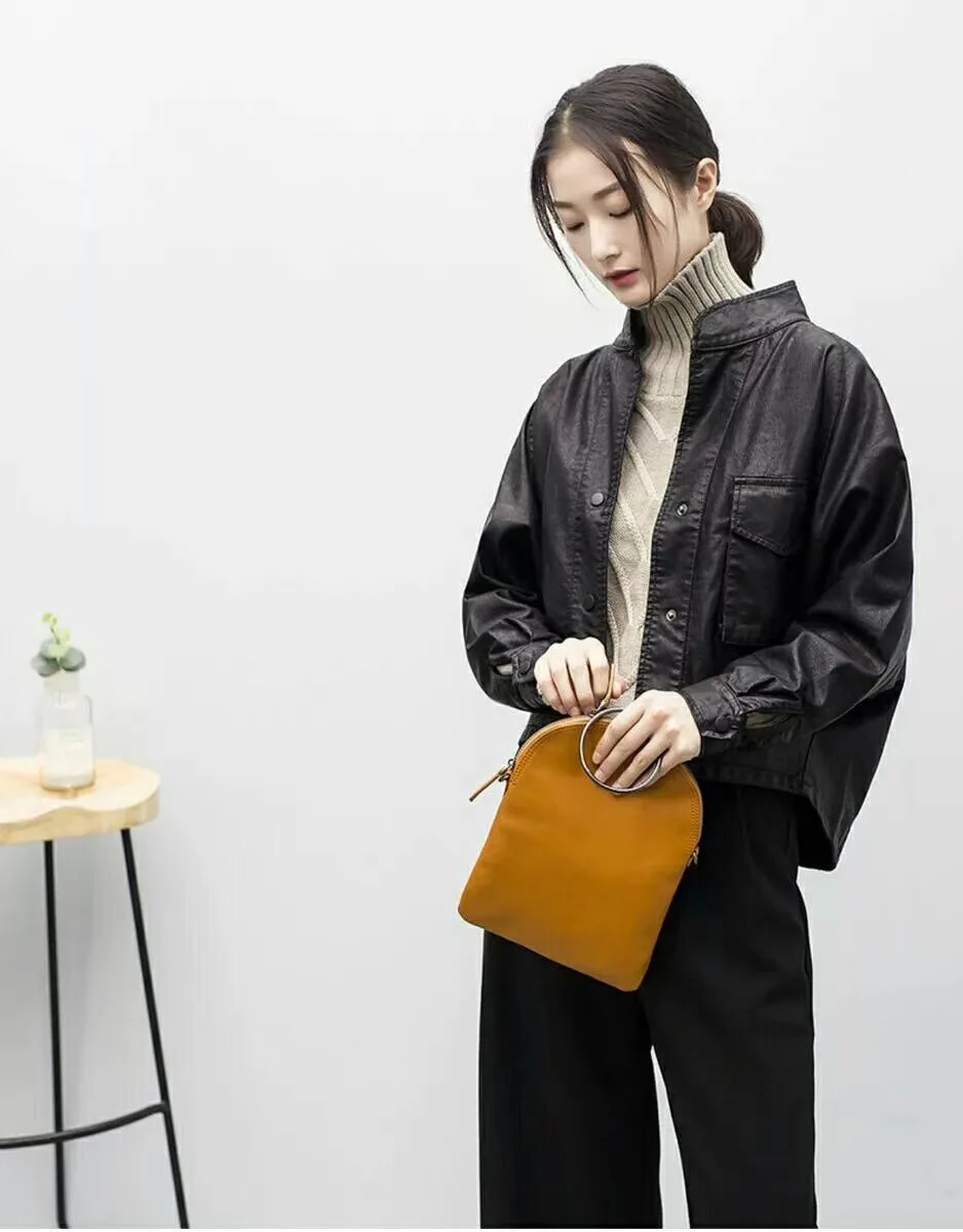 ZWTY Autumn New Asymmetrical Batwing sleeves Loose Women Faux PU Soft leather jacket Oversized Short Black biker coat streetwear