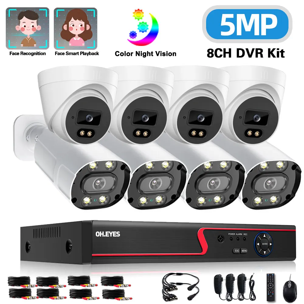 8-канальная камера видеонаблюдения система безопасности комплект DVR 5 Мп наружная