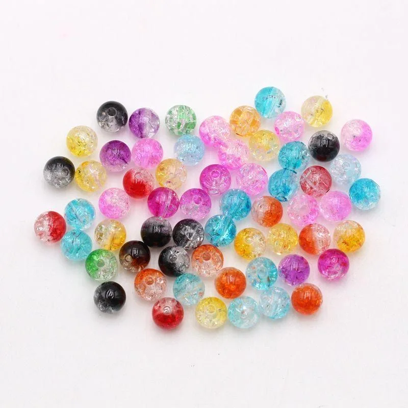 

100PCS/Lot * 8mm acrylic perforated ice cracked beads DIY handmade beaded weaving accessories decorative loose beads material