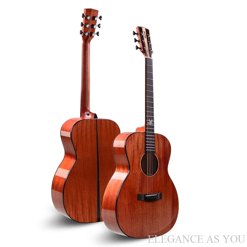 Fingerstyle Mahoga Акустическая гитара из цельного дерева 40 дюймов народная гитара деревянная гитара 40 дюймов OM гитара яркий светильник поверхность краски