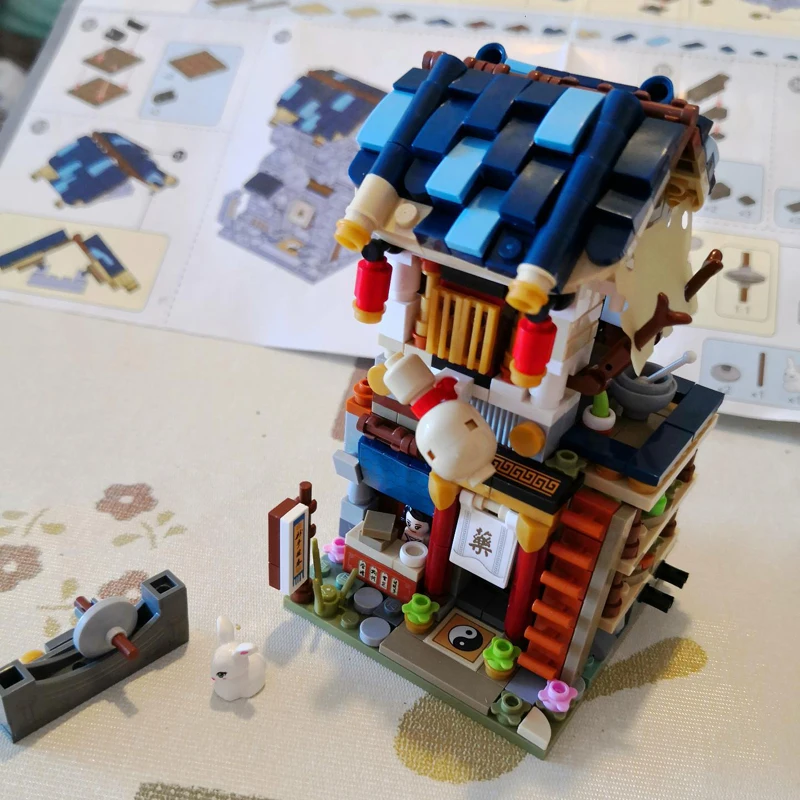 LOZ 1733 архитектурный город улица китайская медицина аптека 3D сделай сам мини блоки