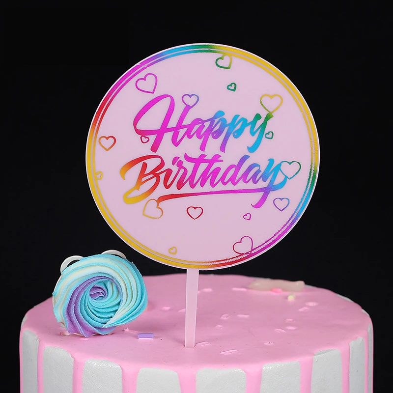 

Transparent Acrylic Cake Topper Birthday Party Dessert Decor Happy Birthday Cake Toppers Cake Decorations For Baking Supplies