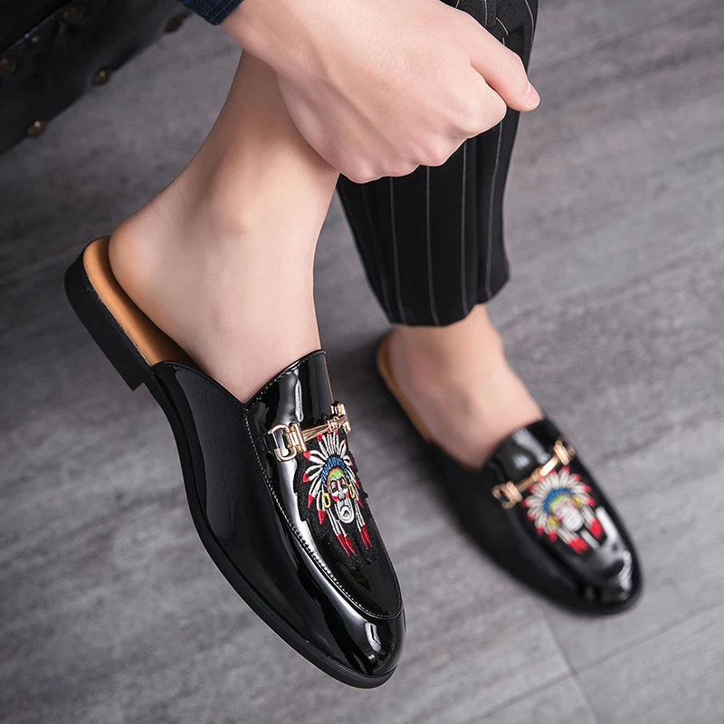 

Non-slip Shoes Men Large Size Oxford Brand Party Gentleman Fashion High Quality Formal Men's Half Drag For Casual Leather