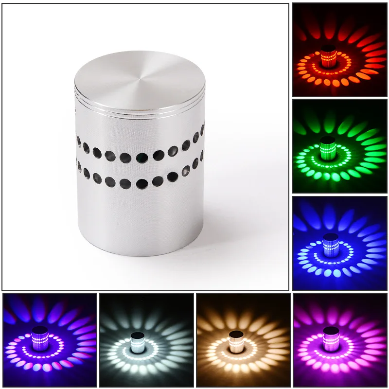 

3w Rgb LED Spiral Wall Lamp Wireless Creative Aluminum Sconce Wall Light For Home Stair Bathroom Bedroom Light Atmosphere Light