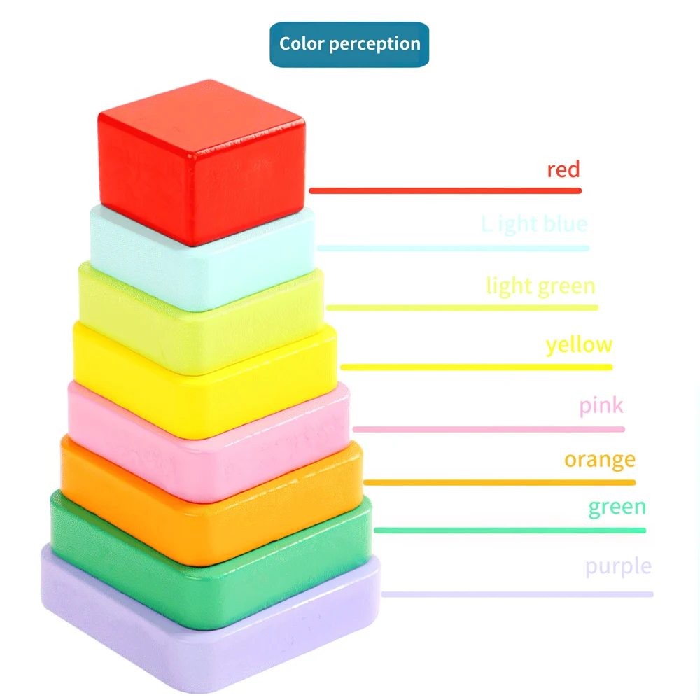

Wooden Puzzle Game Montessori Toys DIY Rainbow Tower Pyramid Shape Stacking Matching Toy Child Early Education Building Blocks