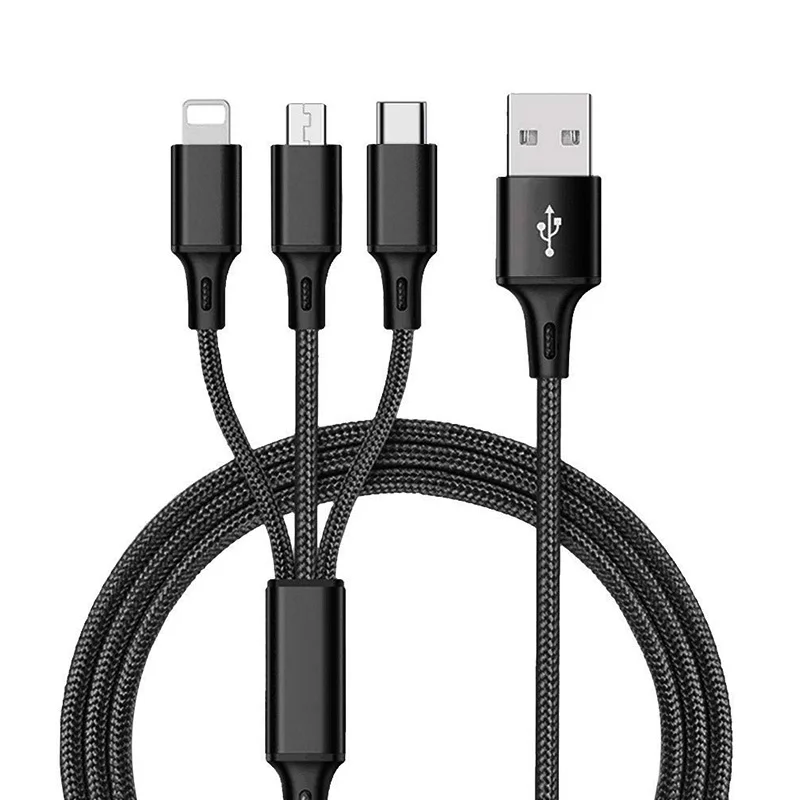 Black 3 в 1 usb зарядный кабель для мобильного телефона usb type C 3A быстрое зарядное устройство для планшета зарядный кабель USB шнур для мобильного телефона - Тип штекера: Black