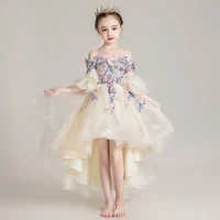 2022 kids wedding dress for girls summer flower girl princess tulle dresses teenager formal wedding show party pageant ball gown