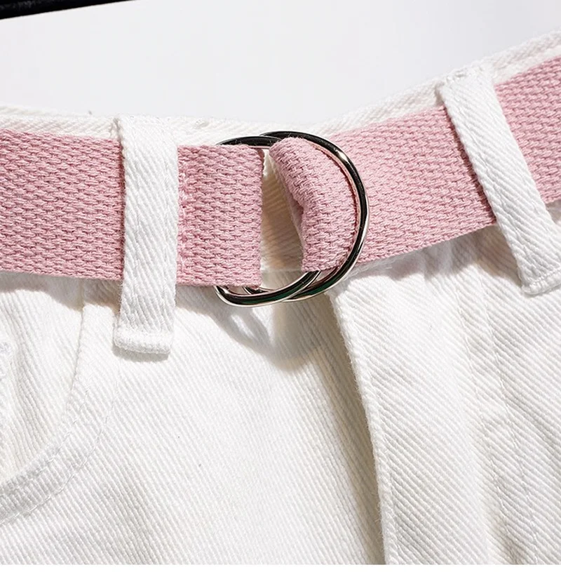 

2021 Women Plus Size High Waist Ripped Jeans with Pocket Cute Summer Denim Shorts for Women with Belt Shorts Female Streetwear