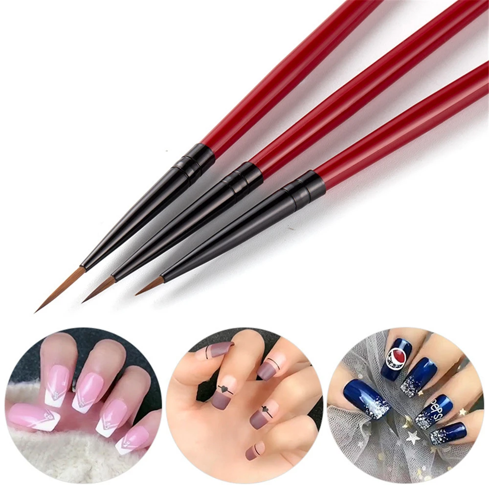 

3pcs Nail Art Pattern Painting Nails Pen Brush UV Gel Extension Builder Coating Drawing Pencil DIY Manicure Equipment Tools