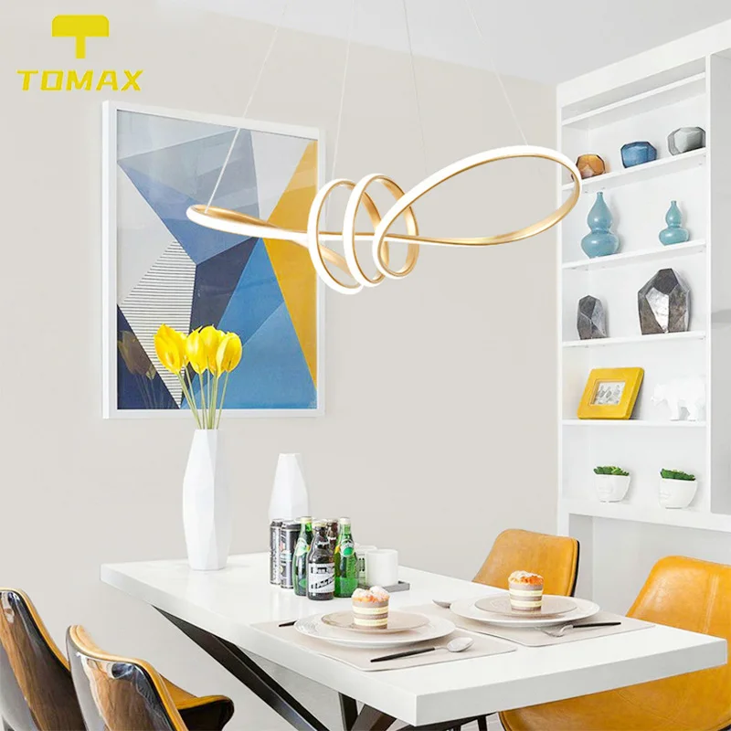 

[Remote Dimming] 60W LED Chandelier Stepless Dimming Style Curved Shape Suitable For Dining Room Living Room Bar