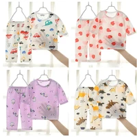 2021 baby boys pajama sets girls 34 sleeves cotton sleepwear kids home wearing air conditioned clothing children 1 10years old
