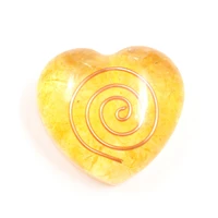 fysl copper spiral yellow citrines crystal and resin cute heart pendant tourmaline stone orgonite jewelry