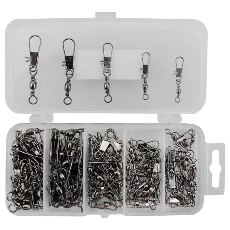 100 шт. рыболовный Вертлюг медный вращающийся блокировка защелкивающиеся