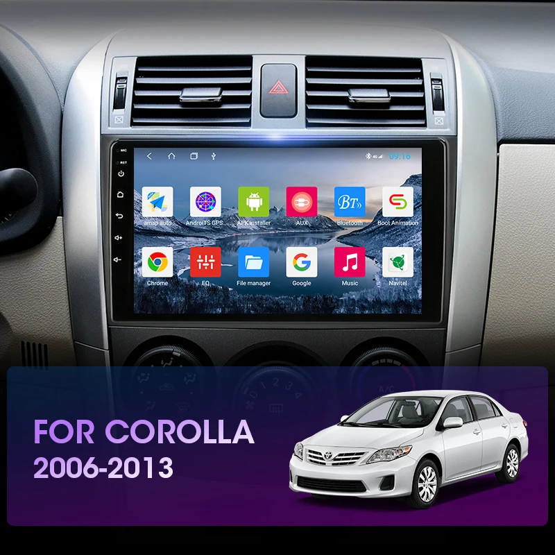 Мультимедийная магнитола JMCQ для Toyota Corolla E140/10 0 150 2006 стерео система под