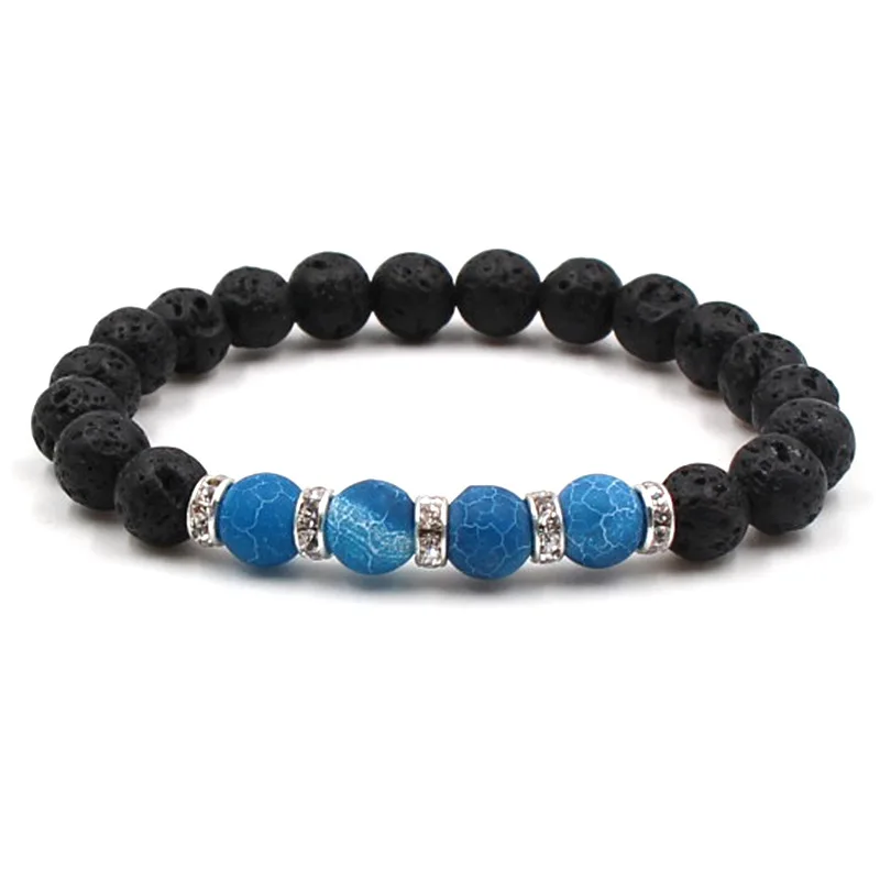 Диффузор для духов 8 мм с эфирным маслом из черного лавового камня браслет