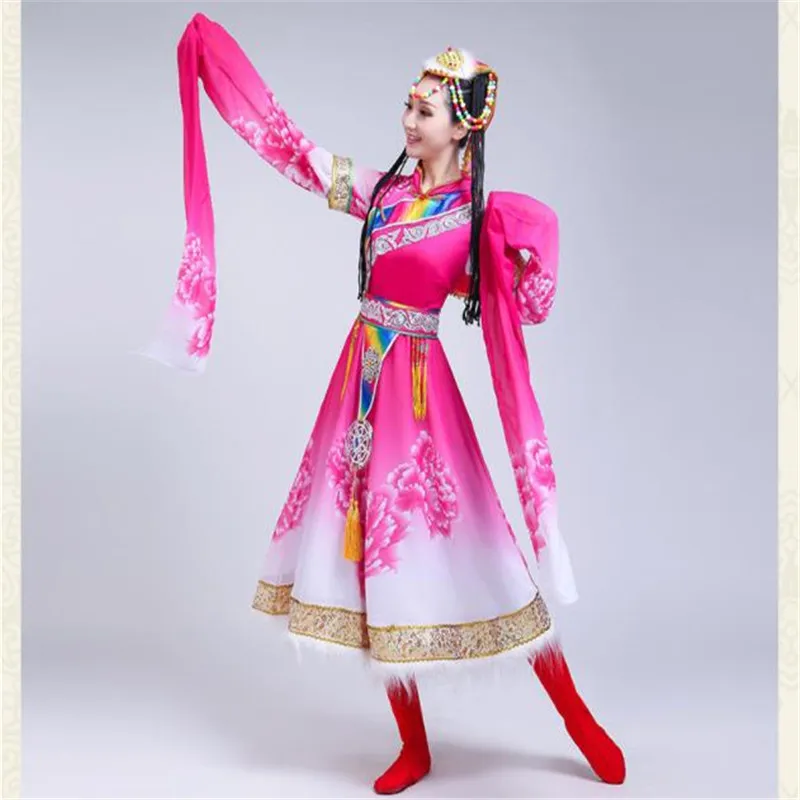 Совершенно новый горячий Тибетский танцевальный костюм женский взрослый длина