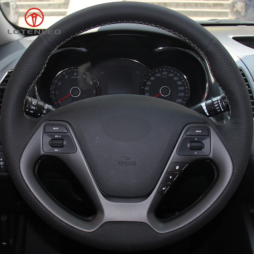LQTENLEO черная крышка рулевого колеса автомобиля из натуральной кожи для Kia K3 2012- Ceed Cee 'd Cerato 2012- Forte Koup Forte5 2013
