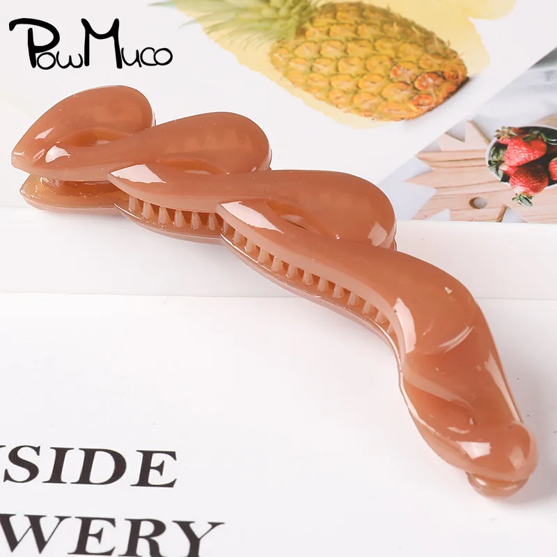 

Powmuco 10.5 CM Large Size Ponytail Hair Claw Solid Color Plastic Women Hairpin Geometry Barrettes Hairdressing Styling Tools