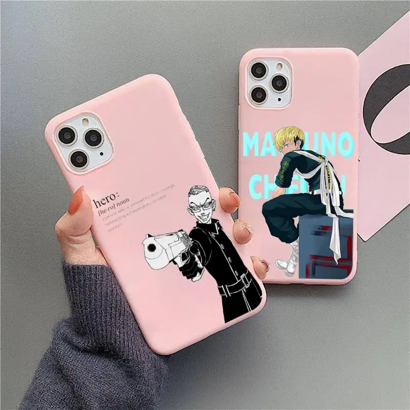 

Tokyo Revengers Phone Case Pink Candy Color for iPhone 11 12 mini pro XS MAX 8 7 6 6S Plus X SE 2020 XR