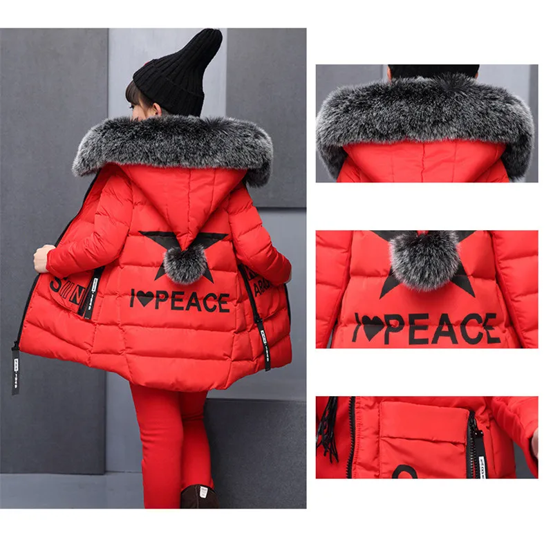 Зимнее пальто для девочек комплект из рубашки и штанов хлопковый утепленный