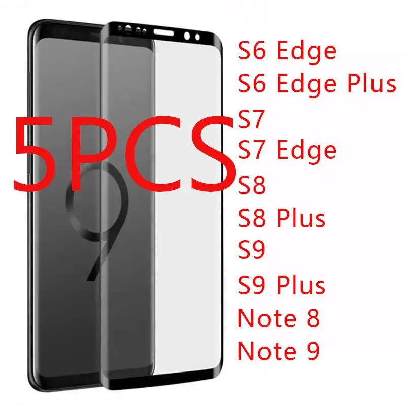 

5pcs tempered glass for samsung note 9 8 s9 s8 plus s7 s6 edge protective glas screen protector on galaxy not 8s 9s 7s s 9 8 7 6