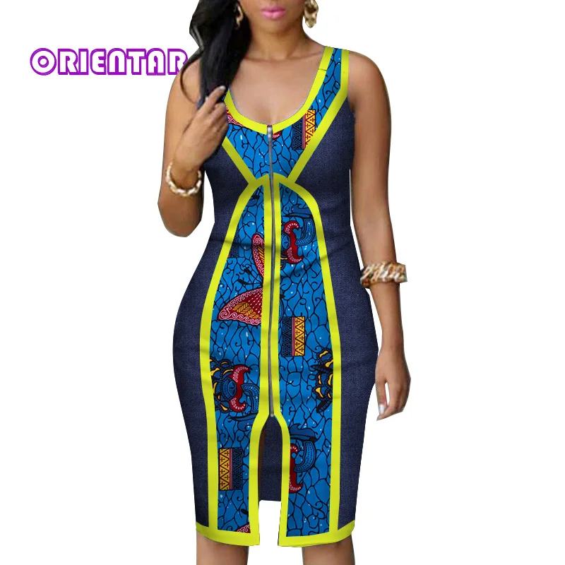 Платье женское в африканском стиле хлопок повседневная короткая молния без