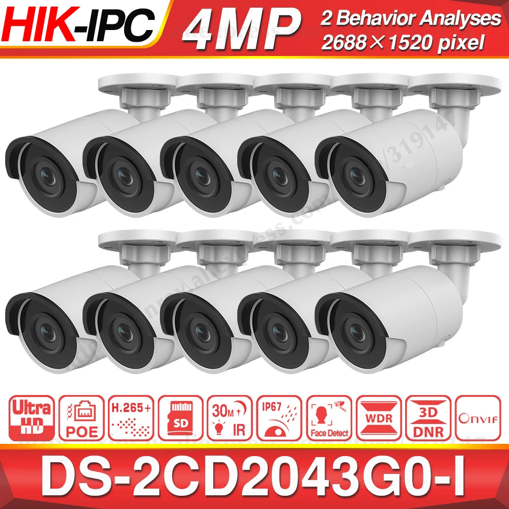 

Предварительная продажа, Hikvision DS-2CD2043G0-I оригинальная IP-камера 4MP Bullet Network CCTV POE SD слот для карты H.265 + IP67 Встроенный микрофон 10 шт./лот