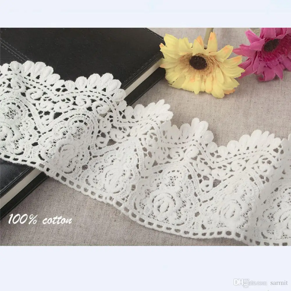 Вышитая кружевная отделка из 100% хлопка ажурное шитье кружевное украшение самая