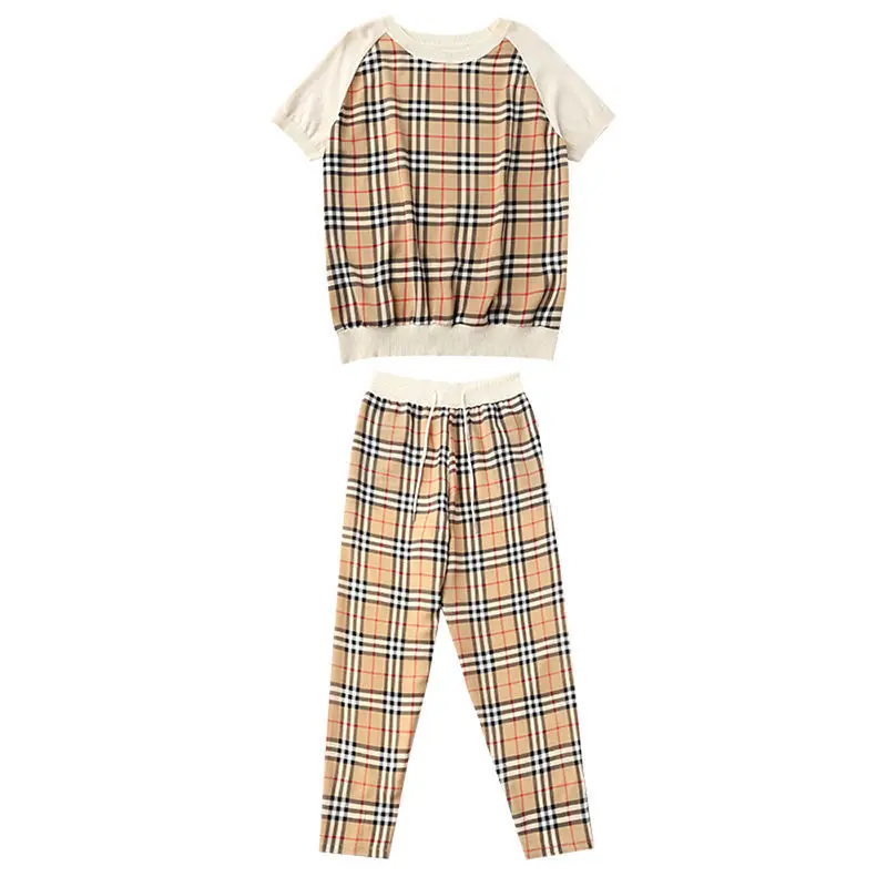 

One piece / two piece loose and thin short sleeve suit women's 2021 new fashion leisure sports pants two piece set