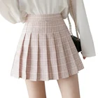 Корейские клетчатые юбки с завышенной талией, юбка-микро, черные мини-юбки, женские розовые, белые теннисные юбки, кавайные зимние