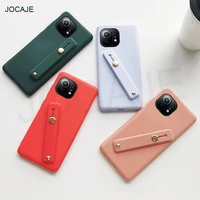 soft silicone tpu phone holder case for xiaomi 11 10 ultra 10s 10t pro note 10 lite poco x3 nfc candy color wristband back cover